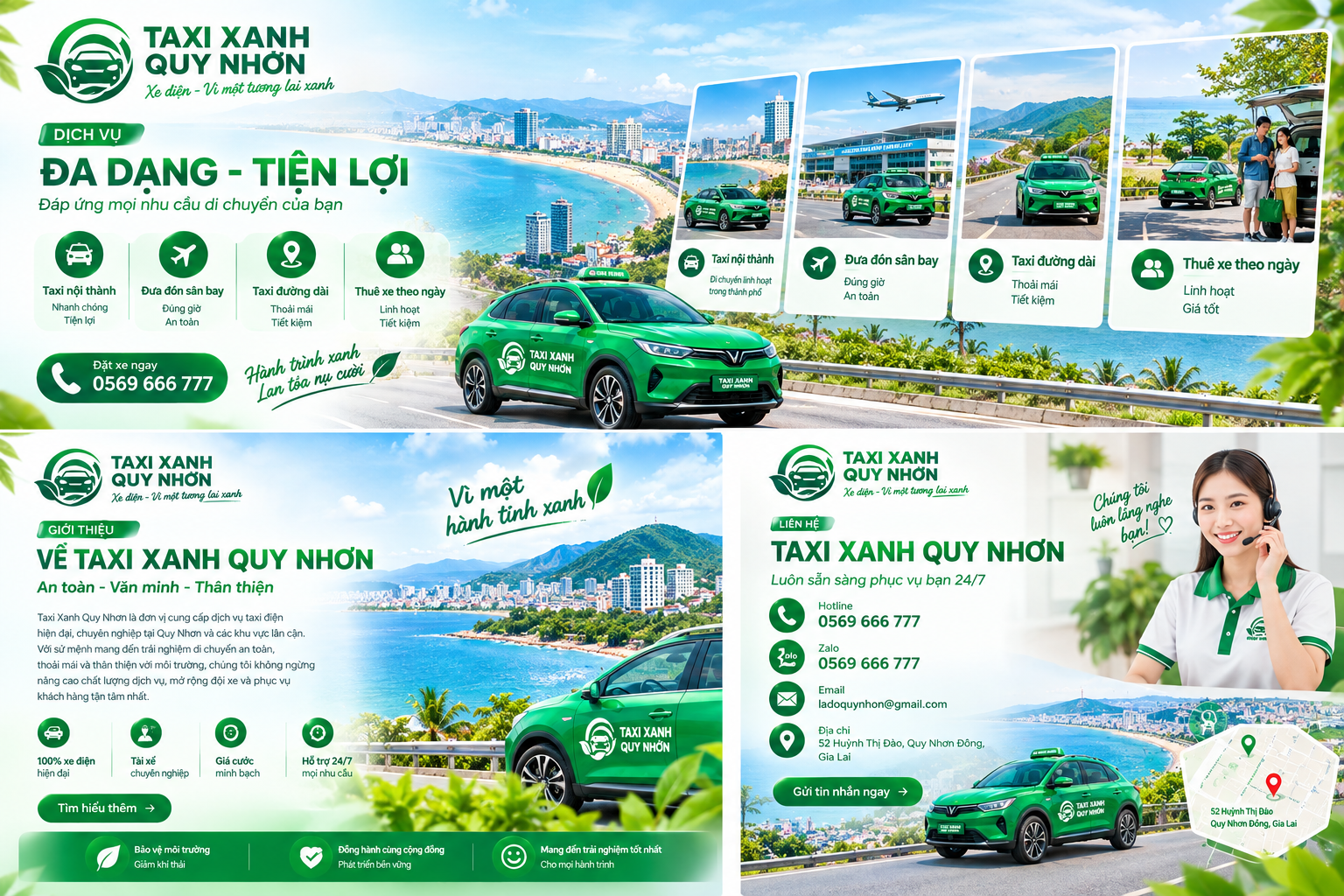 Taxi Xanh Quy Nhơn - xe điện hiện đại