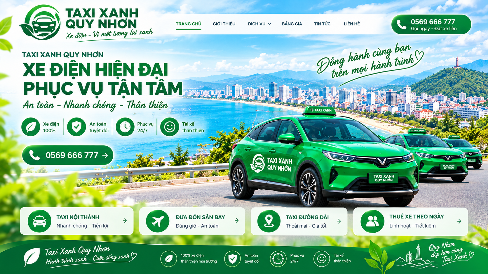 Taxi Xanh Quy Nhơn - xe điện xanh